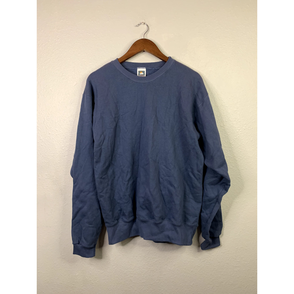 Vintage Dark Blue Blank Crewneck Cotton Deluxe Medium Sweatshirt 90s VTG M